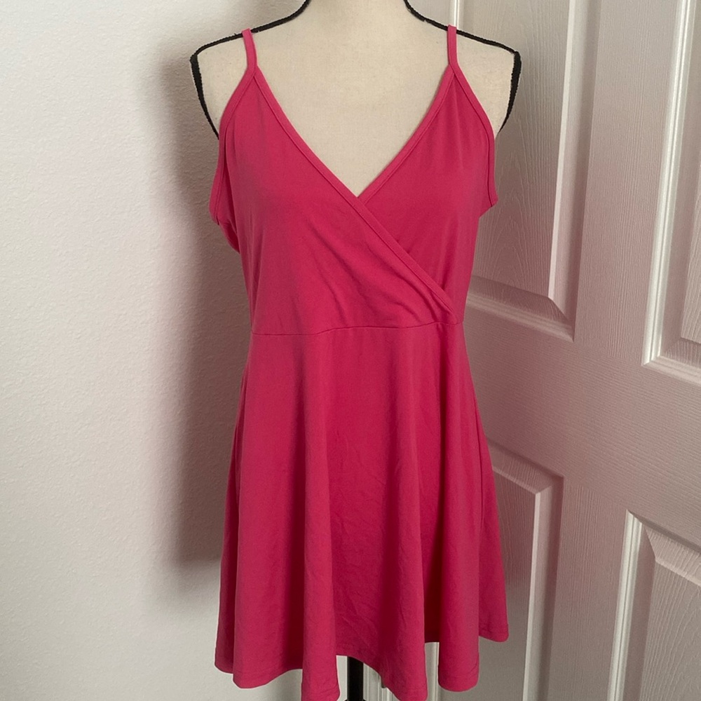 Mad Heart Womens V Neck Spaghetti Strap Skater Dress